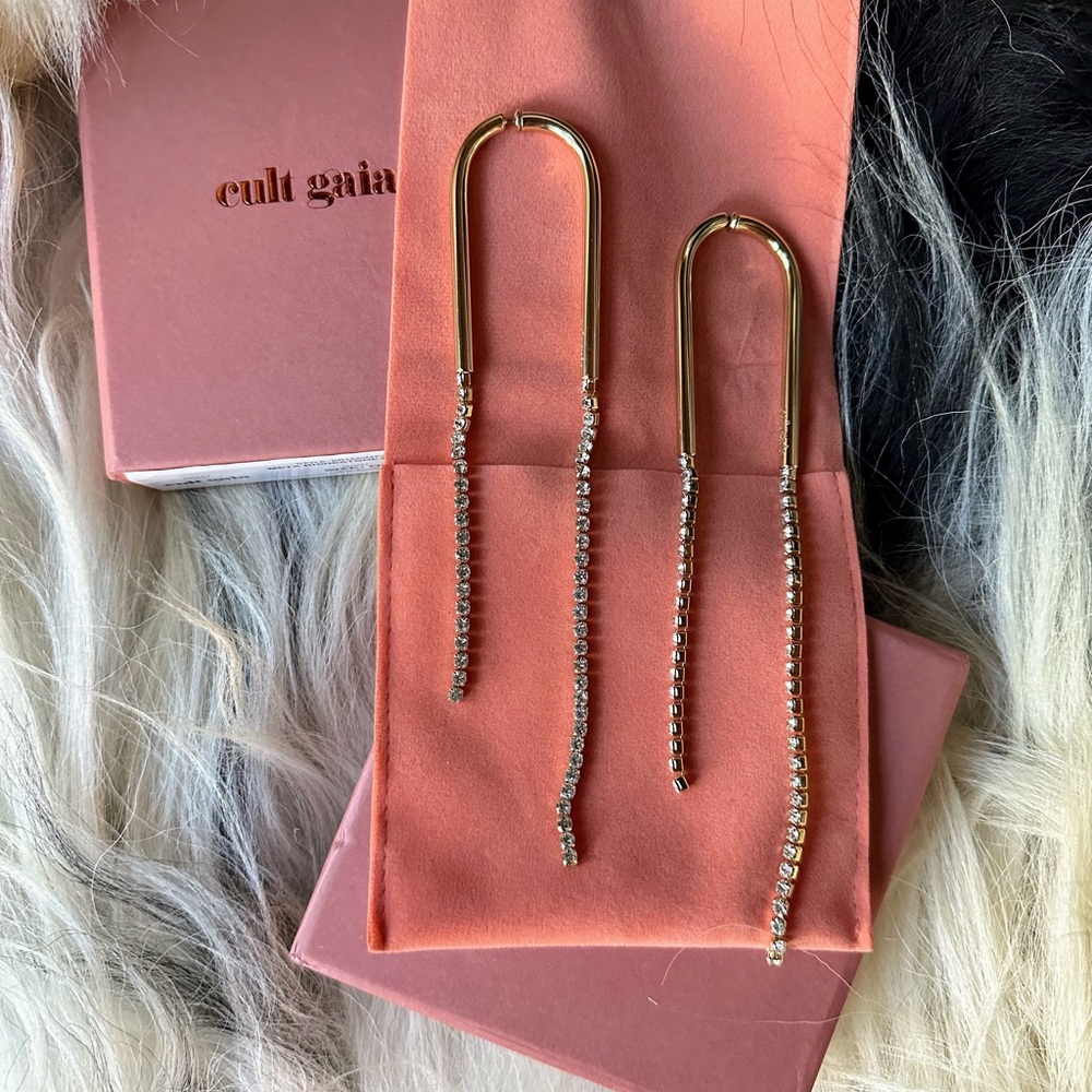 Cult Gaia Meta Rhinestone Gold Earrings